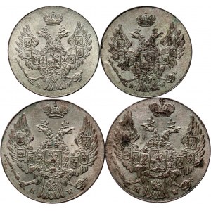 Zabór rosyjski, Mikołaj I, zestaw 4 monet 2 x 5 groszy 1840 MW, 2 x 10 groszy 1840 MW