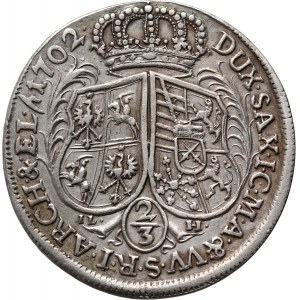 August II Mocny, 2/3 talara (gulden) 1702 ILH, Drezno