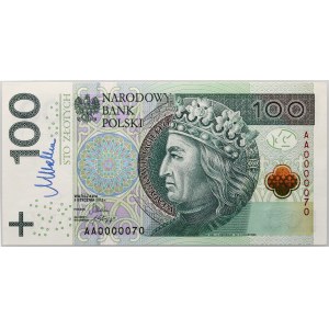III RP, 100 złotych 5.01.2012, Seria AA 0000070, podpis Marka Belki