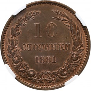 Bulgaria, Alexander I, 10 Stotinki 1881, Heaton