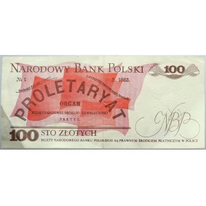 PRL, 100 złotych 1.06.1986, seria PY, ciekawe przesunięcie druku