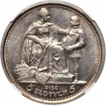 II RP, 5 zloty 1925, Varsavia, Costituzione, 100 perle