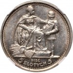 II RP, 5 Zloty 1925, Warschau, Verfassung, 100 Perlen