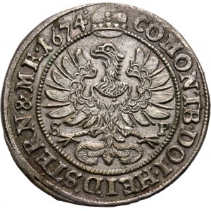 Śląsk, Księstwo Oleśnickie, Sylwiusz Fryderyk, 6 krajcarów 1674 SP, Oleśnica