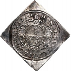 Jan II Kazimierz, 1/2 talara 1651, Elbląg, klipa, Ex-Karolkiewicz