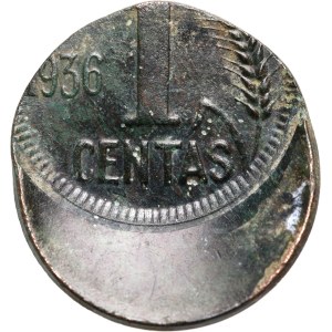 Lithuania, 1 Centas 1936, Mint Error