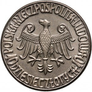 PRL, 10 złotych 1964, Warszawa, Kazimierz Wielki, miedzionikiel, bez napisu PRÓBA