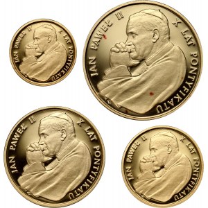 People's Republic of Poland, set of 4 coins from 1988, John Paul II - X Years of Pontificate, mirror stamp (Proof)
