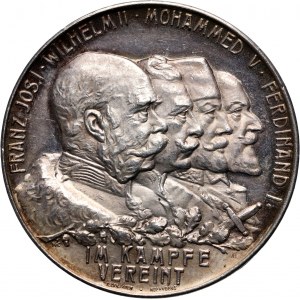 Austria, Franz Joseph I, silver medal 1916, for the military alliance with Germany, Turkey and Bulgaria