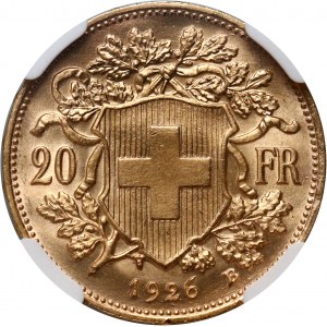 Switzerland, 20 Francs 1926 B, Bern