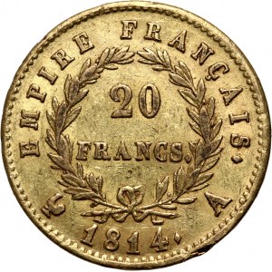 France, Napoleon I, 20 Francs 1814 A, Paris