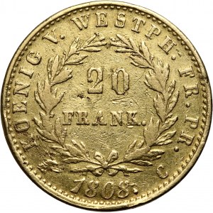 Germany, Westphalia, Jerome Napoleon, 20 Francs 1808 C