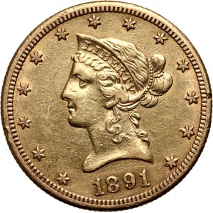 USA, 10 Dollars 1891 CC, Carson City, Liberty Head