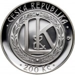 Česká republika, 200 korun 2005, Výroba automobilů v Mladé Boleslavi, zrcadlové razítko (PROOF)