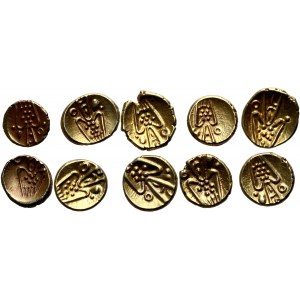 India, set of 10 x gold Fanam
