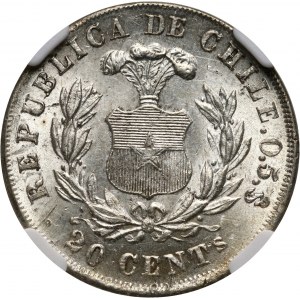 Čile, 20 centavos 1879 So, Santiago