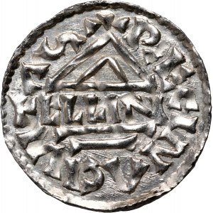 Germany, Bayern, Heinrich II der Zänker 985-995, Denar, Regensburg, mintmaster ELLIN