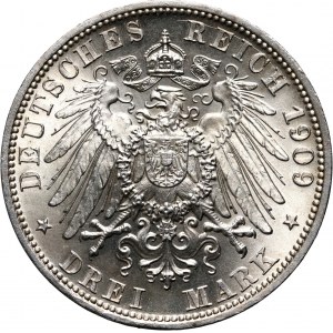 Germany, Anhalt, Friedrich II, 3 Mark 1909 A, Berlin