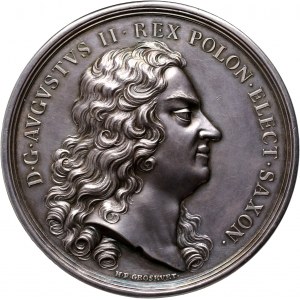 Augustus II. der Starke, Medaille von 1730, Militärische Manöver, RARE