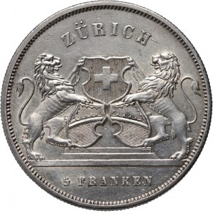 Switzerland, 5 Francs 1859, Bern, Zurich Shooting Festival