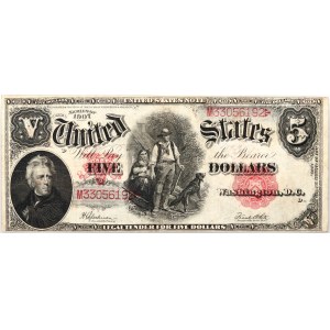 USA, 5 Dollars 1907, Legal Tender, series K