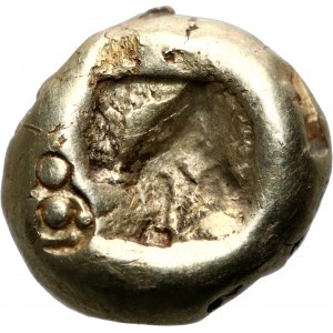 Grécko, Lýdia, obdobie od Alyattes po Croesus 610-546 pred n. l., hemihekte (1/12 statera), Sardy, hlava leva