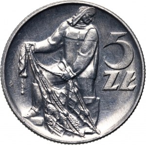 PRL, 5 złotych 1959, Rybak, Słoneczko