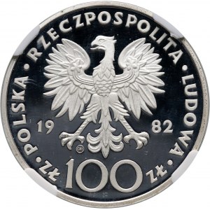 PRL, 100 złotych 1982, Valcambi, Jan Paweł II, stempel lustrzany (Proof)