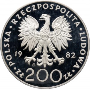 PRL, 200 złotych 1982, Valcambi, Jan Paweł II, stempel lustrzany (Proof)