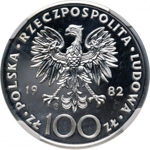 PRL, 100 złotych 1982, Valcambi, Jan Paweł II, stempel zwykły
