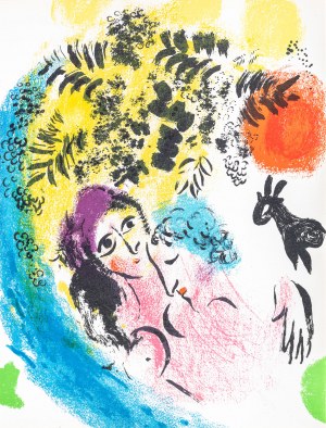 Marc Chagall, Les amoureux an soleil rouge [Kochankowie z czerwonym słońcem] , 1960