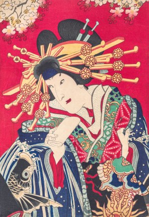 Toyohara Kunichika (1835-1900), Diran (kurtyzana najwyższej rangi), lata 70. XIX w.