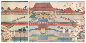 Utagawa Satahide (1807-1878/9), Audiencja u Shoguna w Edo, 1863 [tryptyk]