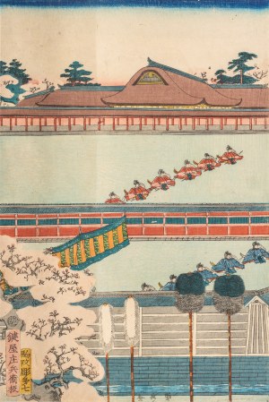 Utagawa Satahide (1807-1878/9), Audiencja u Shoguna w Edo, 1863 [tryptyk]