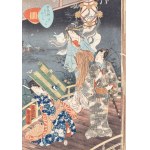 Utagawa Kunisada II (1823-1880), Zazdrosny duch Pani Yugao objawia się księciu Genji, 1857