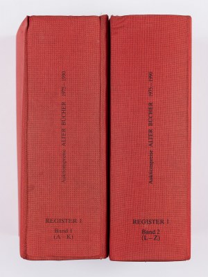 F. Radtke, Auktionspreise Alter Bücher. Deutschland - Österreich - Schweiz 1975-1990. Register zum Taschenbuch der Auktionspreise Alter Bücher Bände 1-16., Band 1 (A-K), Band 2 (L-Z)
