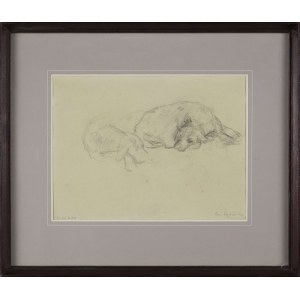 Jan CYBIS, Two dogs - double-sided drawing, 1939