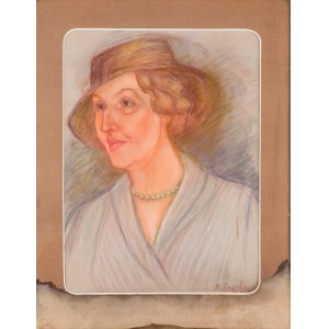 A. SOKOŁOWSKI (XX w.), Portret kobiety w kapeluszu