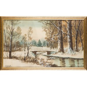 Jozef SCHIFFER (20th century), Winter stream, mid-20th century.