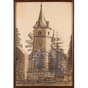 Malarz nieokreślony, polski, (XX w.), Drewniany kościół, 1930