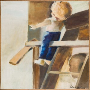 Maler unbestimmt, polnisch, monogrammiert DE, Komposition mit Kind, 1970er Jahre