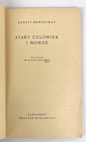 Ernest HEMINGWAY - STARY CZŁOWIEK I MORZE - 1956 [wydanie I]