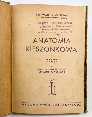 Walenty MOSKWA - ANATOMIA KIESZONKOWA - Łódź 1949