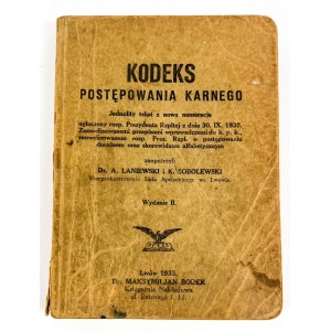 A.LANIEWSKI a K.SOBOLEWSKI - KODEKS POSTĘPOWANIA KARNEGO - Lwów 1933