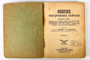 A.LANIEWSKI i K.SOBOLEWSKI - KODEKS POSTĘPOWANIA KARNEGO - Lwów 1933