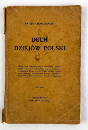 Antoni CHOŁONIEWSKI - DUCH DZIEJÓW POLSKI - Kraków 1917