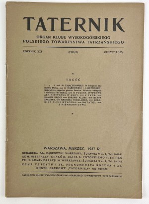 TATERNIK - Organ Sekcji Turystycznej Towarzystwa Tatrzańskiego - Lwów 1937