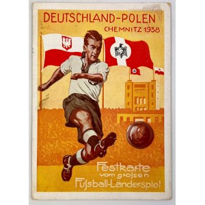 Postcard - Propaganda - Third Reich - Poland - Football match - Chemnitz 1938.
