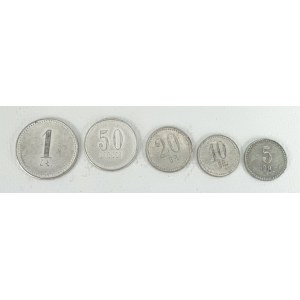 Monety, żetony - Huta BAILDON - Zestaw 5 sztuk - 5 gr - 1 zł [zestaw nr 1]