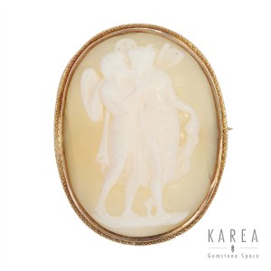 Brooch-cameo with depiction of Cupid and Psyche, con. 19th c.